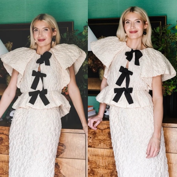 Ulla Johnson Babette Cloqué Bow Top Puff Sleeve Peplum Size 4 NWOT - Picture 12 of 16